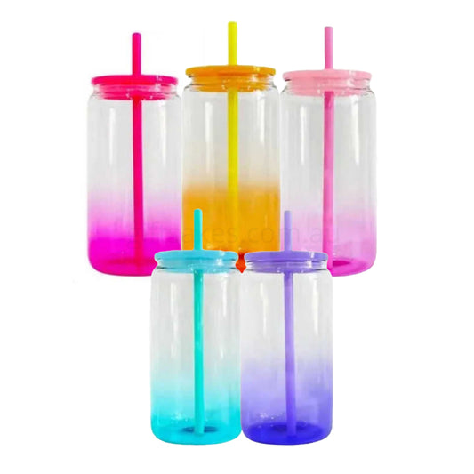 16oz Ombre Soda Lime Glass + Lid + Straw