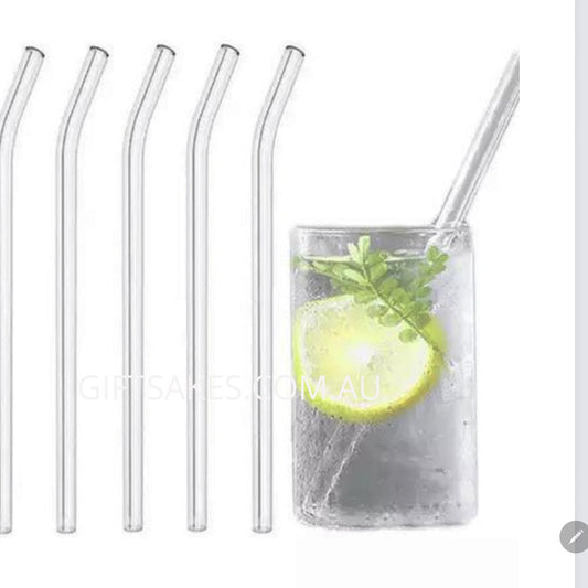 Clear Glass Straw - Curved